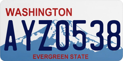 WA license plate AYZ0538