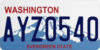 WA license plate AYZ0540