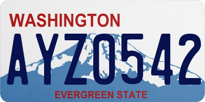 WA license plate AYZ0542