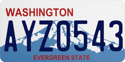 WA license plate AYZ0543