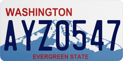 WA license plate AYZ0547