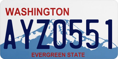 WA license plate AYZ0551