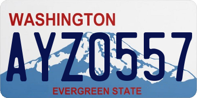 WA license plate AYZ0557