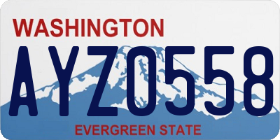 WA license plate AYZ0558