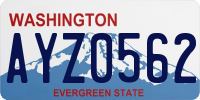 WA license plate AYZ0562