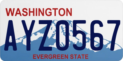 WA license plate AYZ0567