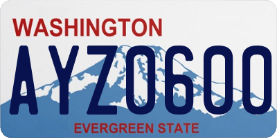 WA license plate AYZ0600