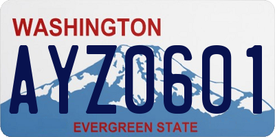 WA license plate AYZ0601