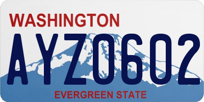 WA license plate AYZ0602