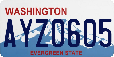 WA license plate AYZ0605