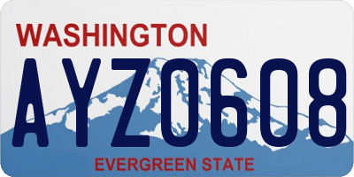 WA license plate AYZ0608