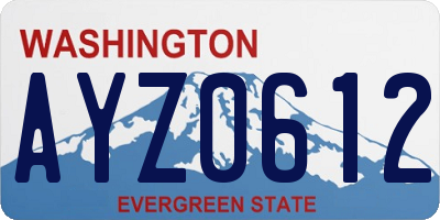 WA license plate AYZ0612