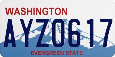 WA license plate AYZ0617