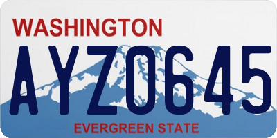 WA license plate AYZ0645