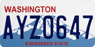 WA license plate AYZ0647