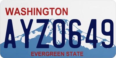 WA license plate AYZ0649