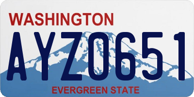 WA license plate AYZ0651