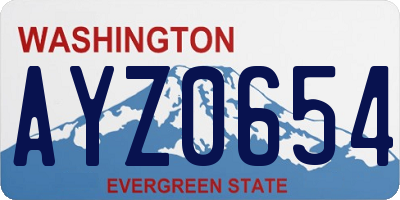 WA license plate AYZ0654