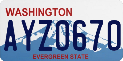 WA license plate AYZ0670