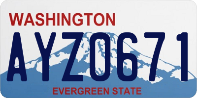 WA license plate AYZ0671