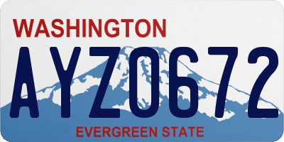 WA license plate AYZ0672