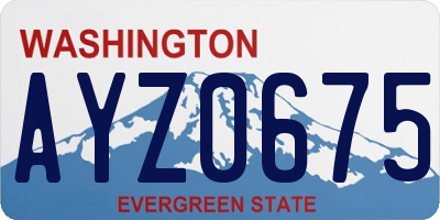 WA license plate AYZ0675