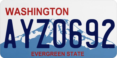 WA license plate AYZ0692