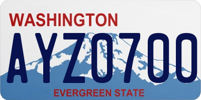 WA license plate AYZ0700