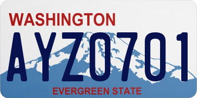 WA license plate AYZ0701