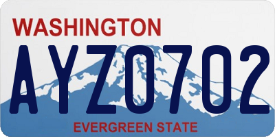 WA license plate AYZ0702