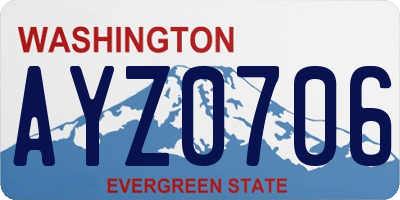 WA license plate AYZ0706