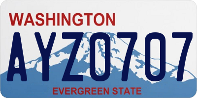 WA license plate AYZ0707