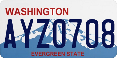 WA license plate AYZ0708