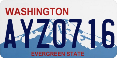 WA license plate AYZ0716