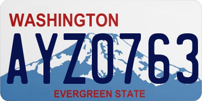 WA license plate AYZ0763