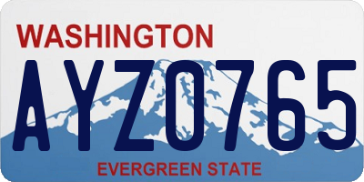 WA license plate AYZ0765