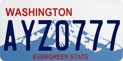 WA license plate AYZ0777