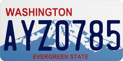 WA license plate AYZ0785