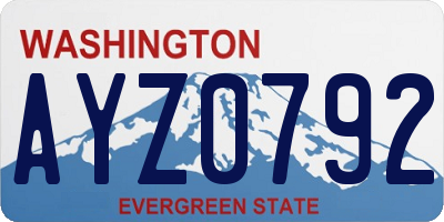 WA license plate AYZ0792