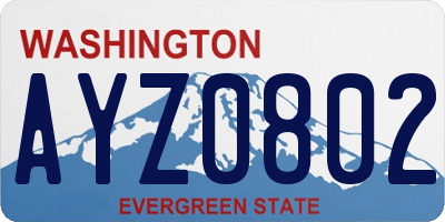 WA license plate AYZ0802