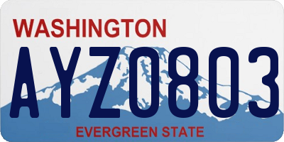 WA license plate AYZ0803