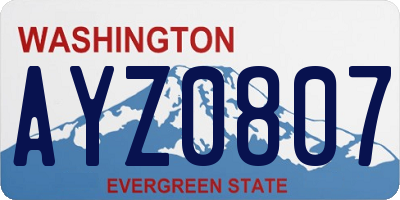 WA license plate AYZ0807