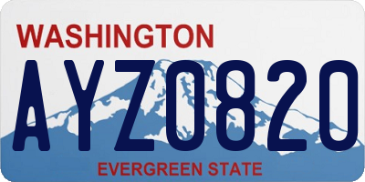 WA license plate AYZ0820