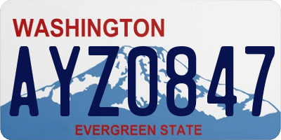 WA license plate AYZ0847