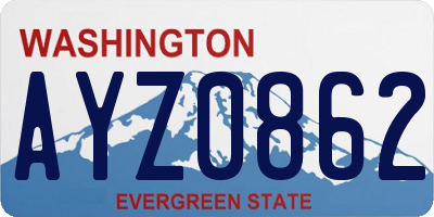 WA license plate AYZ0862