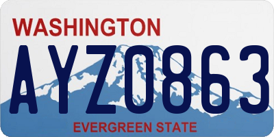 WA license plate AYZ0863