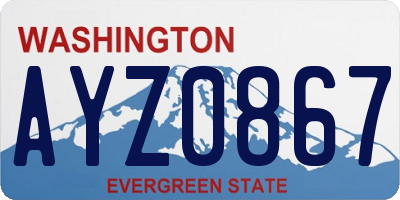 WA license plate AYZ0867