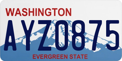 WA license plate AYZ0875