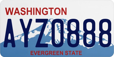 WA license plate AYZ0888