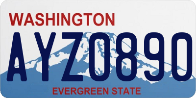 WA license plate AYZ0890